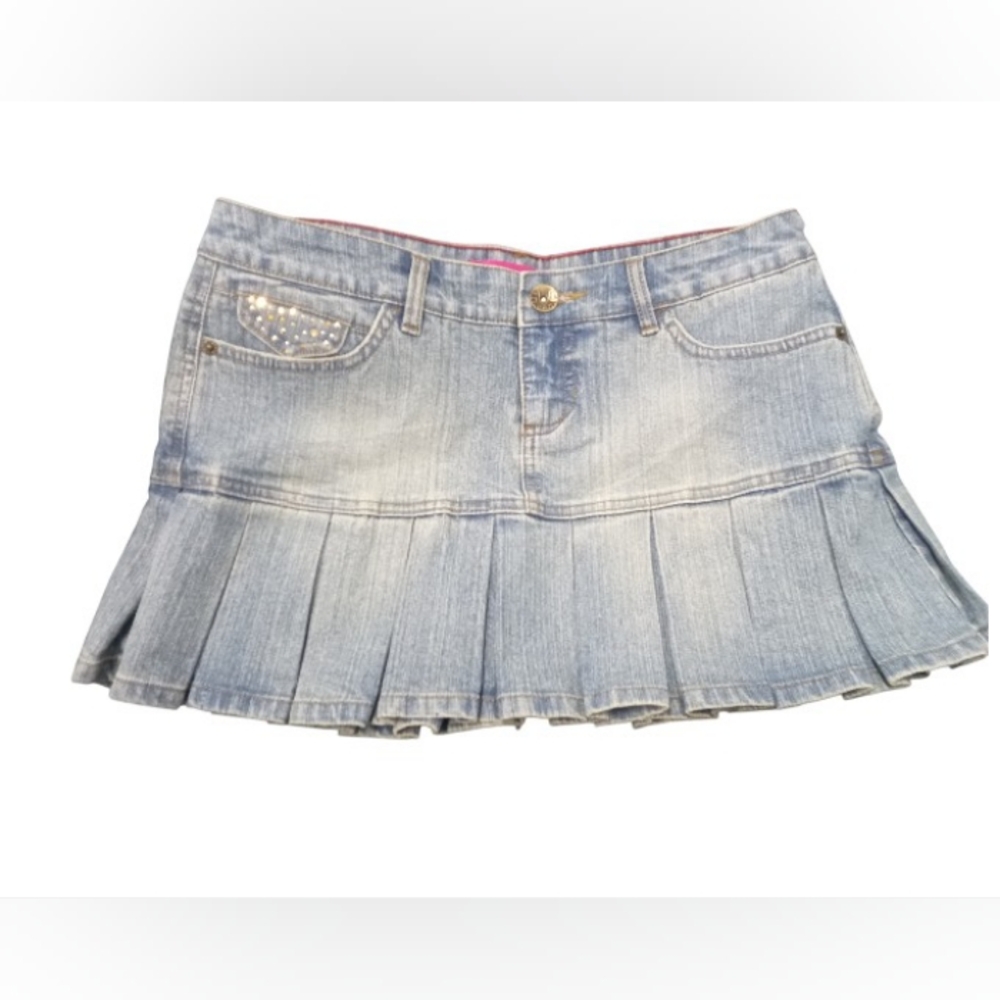 Vintage GLO Jeans Denim Skirt Pleated Juniors Size 7